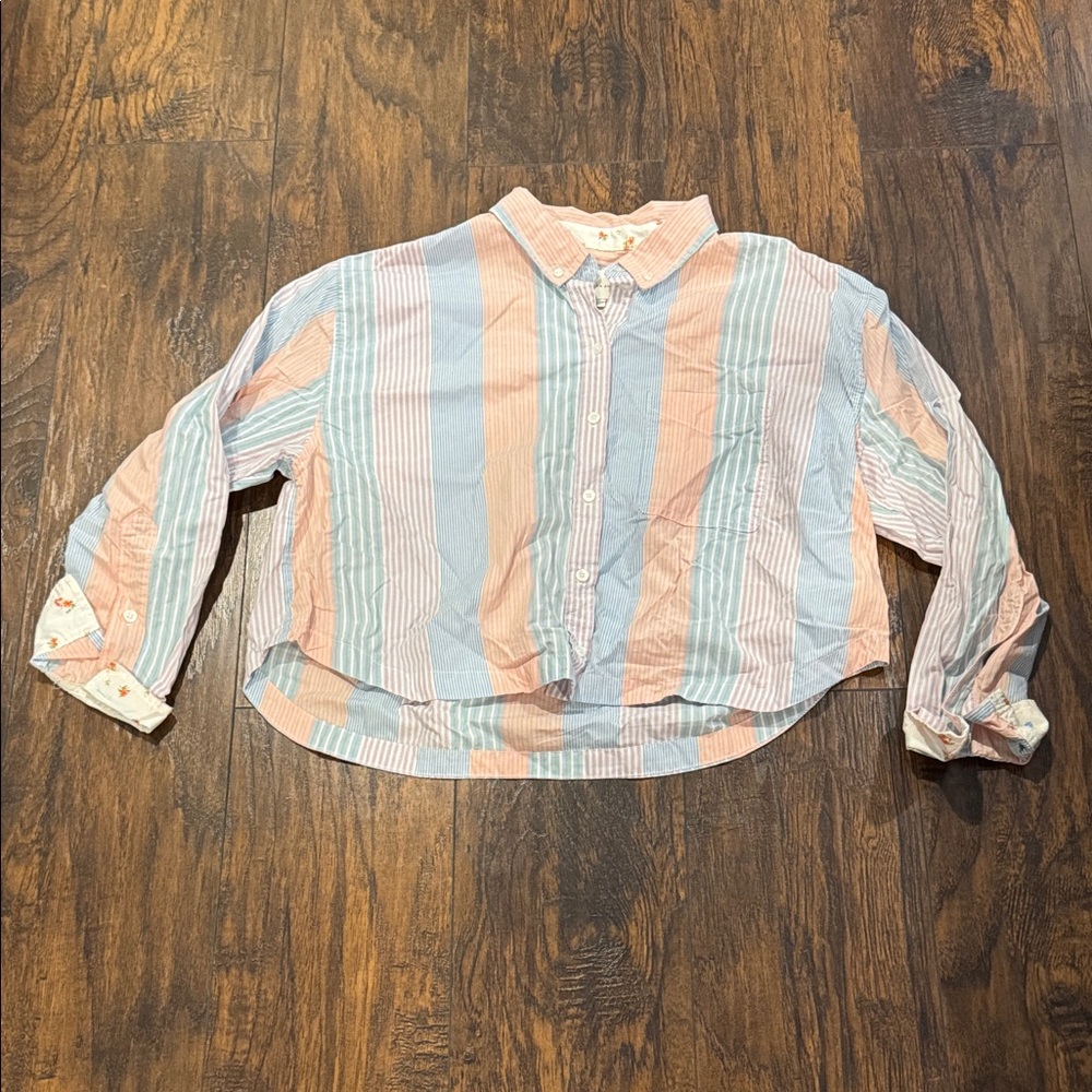 Striped Kids Shirt in Blue, Pink, and White